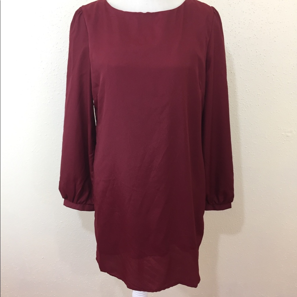 ❤️Pink Owl Burgundy Midi Shift Dress